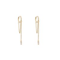 Korean Style Ins Style Simple Geometric Earrings Female Online Influencer Fringed Zircon Ear Clip Cold Style All-matching Graceful Ear Rings main image 5