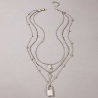 Europe And America Exaggerated Jewelry Lock Key Diamond Multilayer Necklace Wholesale main image 5