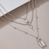 Europe And America Exaggerated Jewelry Lock Key Diamond Multilayer Necklace Wholesale main image 6