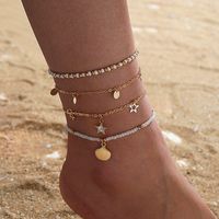 Bohemian Ornament Beaded Xingx Round Anklet Four-piece Pearl Shell Anklet Set main image 1