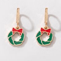 Cross-border Holiday New Products Christmas Wreath Dripping Earrings Geometric Bow Earrings main image 1