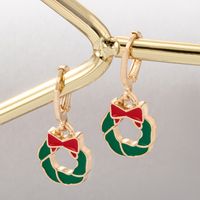 Cross-border Holiday New Products Christmas Wreath Dripping Earrings Geometric Bow Earrings main image 3
