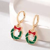 Cross-border Holiday New Products Christmas Wreath Dripping Earrings Geometric Bow Earrings main image 4