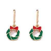 Cross-border Holiday New Products Christmas Wreath Dripping Earrings Geometric Bow Earrings main image 6