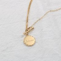 Fashion Simple Lettering Round Brand Ot Buckle Titanium Steel Plating 18k Real Gold Necklace Wholesale main image 1