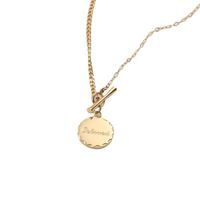 Mode Einfache Beschriftung Runde Marke Ot Schnalle Titan Stahlüberzug 18k Echtes Gold Halskette Großhandel main image 6