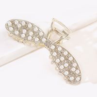 Pinza De Agarre Con Diamantes De Imitación Bowknot Horquilla De Perlas Pinza De Tiburón Con Placa Para Mujer main image 1