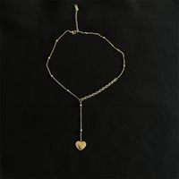 Titane Acier Plaqué 18k Or Haute Rétention De La Couleur Européen Et Américain Ins Français Rétro Trois-dimensions Amour Pendentif Anglais Lettre Clavicule Collier main image 5