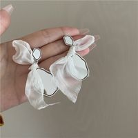 French Style Super Fairy Chiffon Flower Stud Earrings Female Bow Earrings Sweet Girl Super Fairy Mirror Ear Clip Earrings Girl main image 5