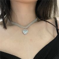 Japanese And Korean Design Sense Same Style As Yang Chaoyue Sweet Cool Style Heart Shape With Diamond Clavicle Chain Female Ins Personality Simple Necklace Fashion main image 3