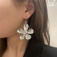 Korean Design Niche Fashion Exaggerated Big Flower Earrings With Diamonds Trendy Metal Earrings main image 1