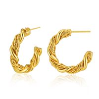 European And American Niche Design Earrings Brass 18k Real Gold Plated Earrings Twisted Flower Retro Earrings sku image 1