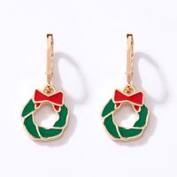 Cross-border Holiday New Products Christmas Wreath Dripping Earrings Geometric Bow Earrings sku image 1