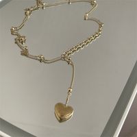 Titane Acier Plaqué 18k Or Haute Rétention De La Couleur Européen Et Américain Ins Français Rétro Trois-dimensions Amour Pendentif Anglais Lettre Clavicule Collier sku image 1