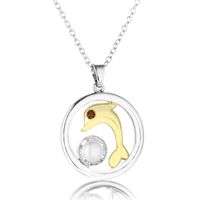 Korean Fashion Jewelry Accessories Inlaid Zircon Plating Two-color Cute Dolphin Clavicle Chain Pendant main image 5