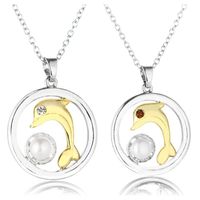 Korean Fashion Jewelry Accessories Inlaid Zircon Plating Two-color Cute Dolphin Clavicle Chain Pendant main image 6
