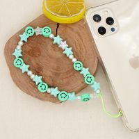 Ethnic Style Smiley Soft Ceramic Mobile Phone Chain Acrylic Five-pointed Star Pearl Beaded Mobile Phone Lanyard main image 5