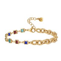 European And American 18k Real Gold Bracelet Color Zircon O-chain Adjustable Bracelet main image 6