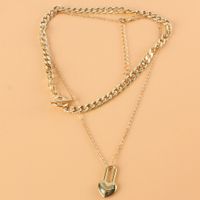 European And American Geometric Jewelry Cross Chain Golden Heart Pendant Multi-layer Necklace main image 5