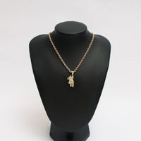 Simple Zircon Bear Titanium Steel Necklace Wholesale Jewelry main image 4