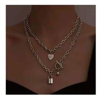 European And American Lock Pendant Simple Personality Heart-shape Lock-shaped Alloy Necklace Female 18400 main image 1