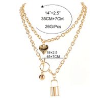 European And American Lock Pendant Simple Personality Heart-shape Lock-shaped Alloy Necklace Female 18400 main image 3