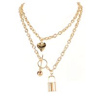 European And American Lock Pendant Simple Personality Heart-shape Lock-shaped Alloy Necklace Female 18400 main image 4