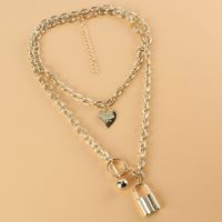 European And American Lock Pendant Simple Personality Heart-shape Lock-shaped Alloy Necklace Female 18400 main image 5