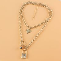 European And American Lock Pendant Simple Personality Heart-shape Lock-shaped Alloy Necklace Female 18400 main image 6