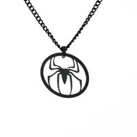 Europe And America Cross Border Ornament Creative New Horror Spider Pendant Stainless Steel Round Dark Halloween Necklace Accessories main image 6