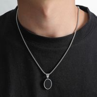 Personality Square Round Pendant Titanium Steel Necklace Wholesale main image 1