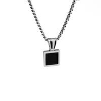 Personality Square Round Pendant Titanium Steel Necklace Wholesale main image 6
