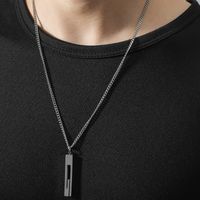 New Simple Stainless Steel Back-shaped Pillar Pendant Couple Sweater Chain main image 1