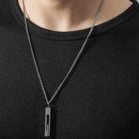 New Simple Stainless Steel Back-shaped Pillar Pendant Couple Sweater Chain main image 2