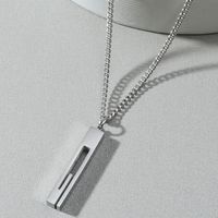 New Simple Stainless Steel Back-shaped Pillar Pendant Couple Sweater Chain main image 3