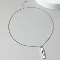 New Simple Stainless Steel Back-shaped Pillar Pendant Couple Sweater Chain main image 4