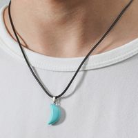 Personalized Retro Turquoise Moon Pendant Simple Graceful Men's And Women's Necklace Cross-border E-commerce One Piece Dropshipping main image 5