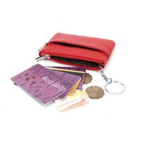 First Layer Leather Small Wallet Ultra-thin Leather Coin Key Ring Zipper Coin Purse main image 5