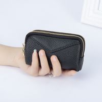 Leather Coin Purse New First Layer Cowhide Double Layer Zipper Key Ring Coin Storage Bag main image 6