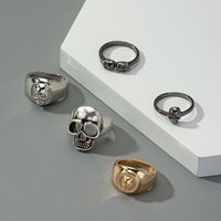 Ornament Alloy 5 Skull Men's Ring Set Europe And America Cross Border Fashion Temperament Ring main image 2