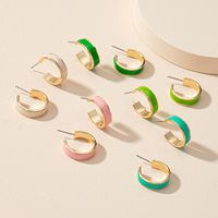 Personality 5 Pairs Drip Glazed Basic Ring Earrings Europe And America Cross Border Ins Exaggerated Earrings Suit main image 1
