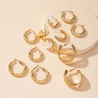 Jewelry Wholesale 6 Pairs Of Ear Hoop Earrings Set Geometric Jewelry Earrings main image 3
