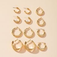 Jewelry Wholesale 6 Pairs Of Ear Hoop Earrings Set Geometric Jewelry Earrings main image 4