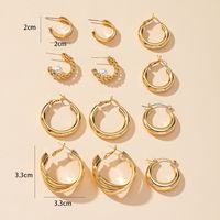 Jewelry Wholesale 6 Pairs Of Ear Hoop Earrings Set Geometric Jewelry Earrings main image 5