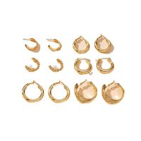 Jewelry Wholesale 6 Pairs Of Ear Hoop Earrings Set Geometric Jewelry Earrings main image 6