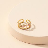 2021 European And American Popular Ornament Wholesale 1 Copper Inlaid Zirconium Open Ring Cross-border Ins Jewelry Qingdao Ornament main image 5
