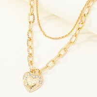 سلسلة يدوية متعددة الطبقات من الماس عبر الحدود على شكل قلب الحب قلادة مزدوجة من المجوهرات الأوروبية والأمريكية اليابانية والكورية مصنع Qingdao Chengyang main image 1