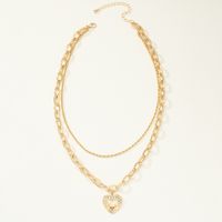 Cross-border Multilayer Diamond Heart-shaped Handmade Chain Double-layer Necklace European And American Japanese And Korean Jewelry Chengyang Of Qingdao Factory main image 4