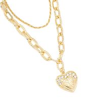 Cross-border Multilayer Diamond Heart-shaped Handmade Chain Double-layer Necklace European And American Japanese And Korean Jewelry Chengyang Of Qingdao Factory main image 6