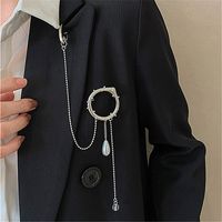 Korean Brooch Women's New Fashion Personality Retro Minority High-grade Pearl Tassel Metal Suit Pin main image 3